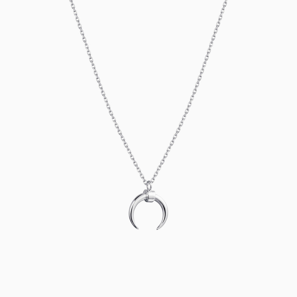Horn necklace Moon necklace silver