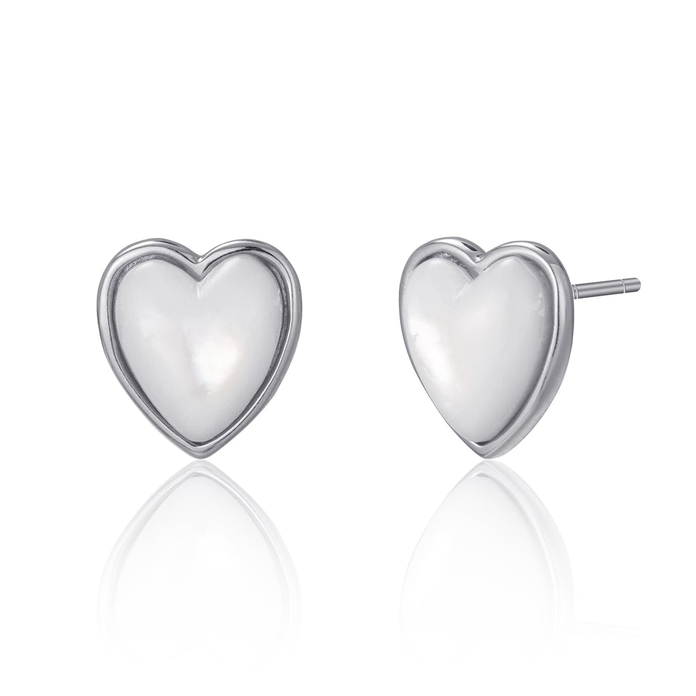 Mother of Pearl Heart Stud Earrings