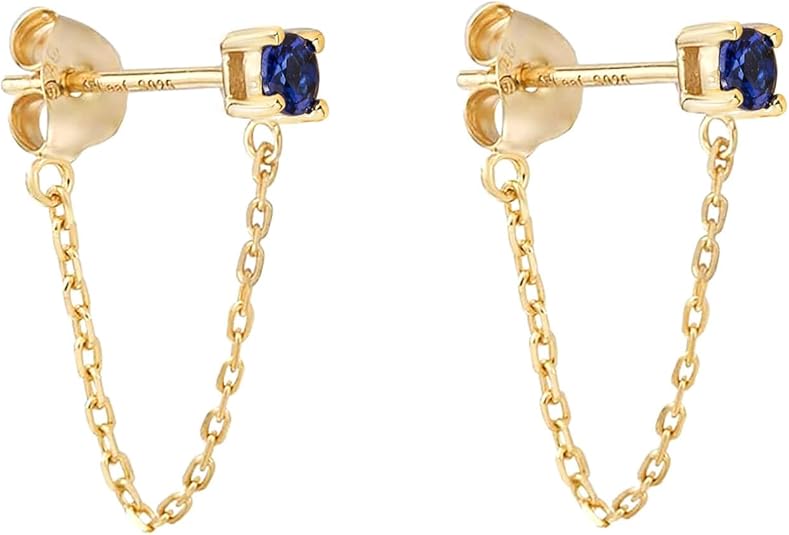 S.Leaf 925 Sterling Silver 18Karat Gold Plated Chain Earrings