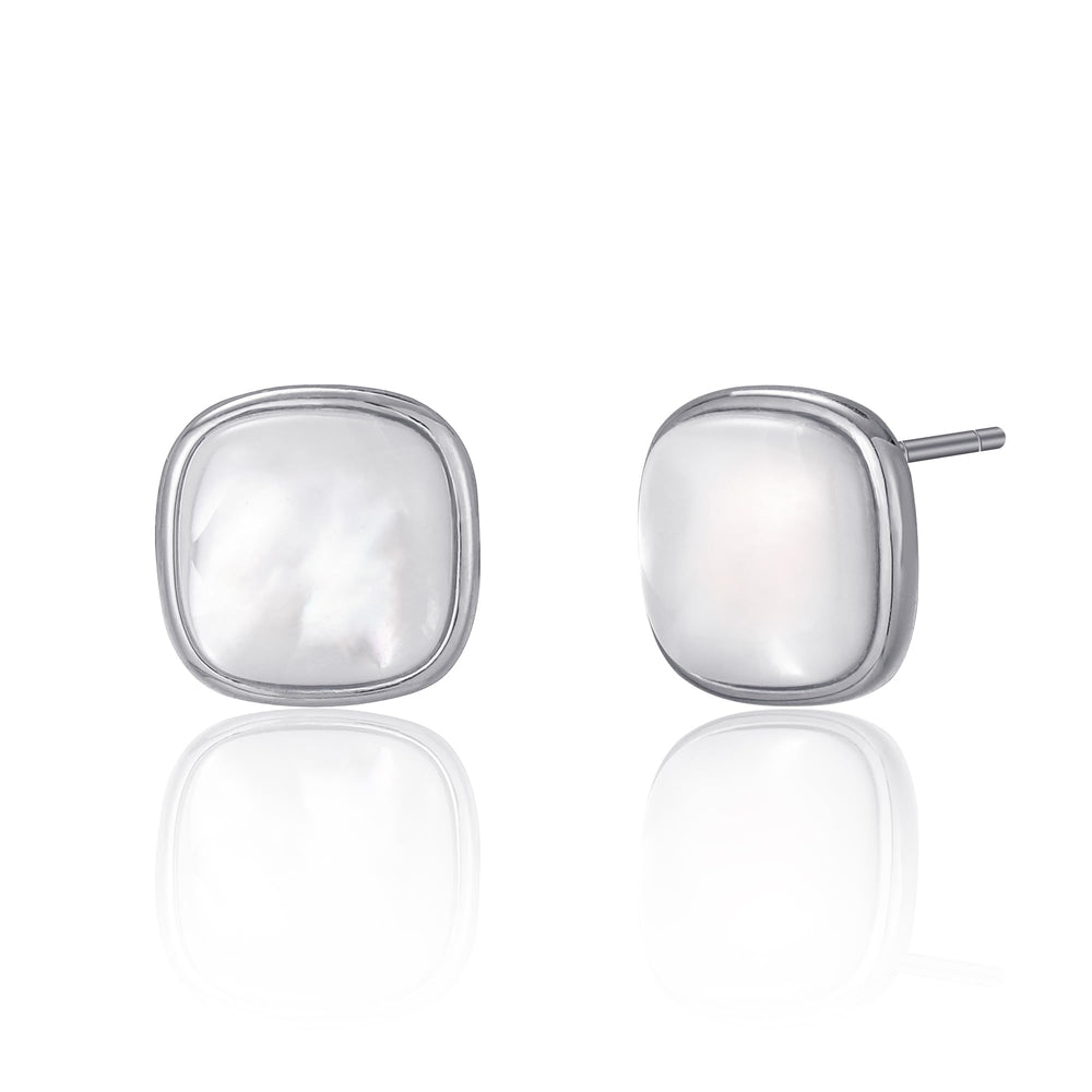 Convex Shape Mother Of Pearl Stud Earrings