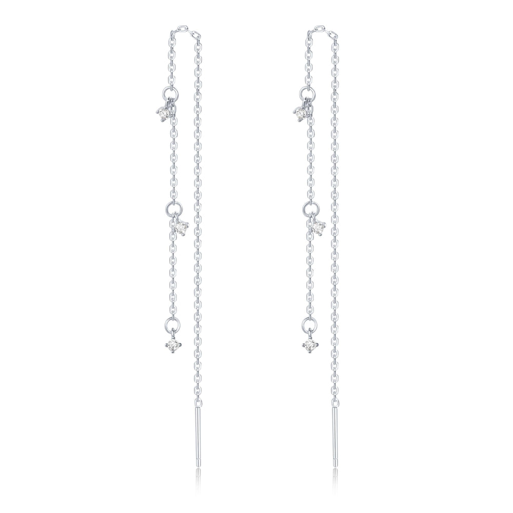 S.Leaf S925 Sterling Silver Threader Chain Earrings