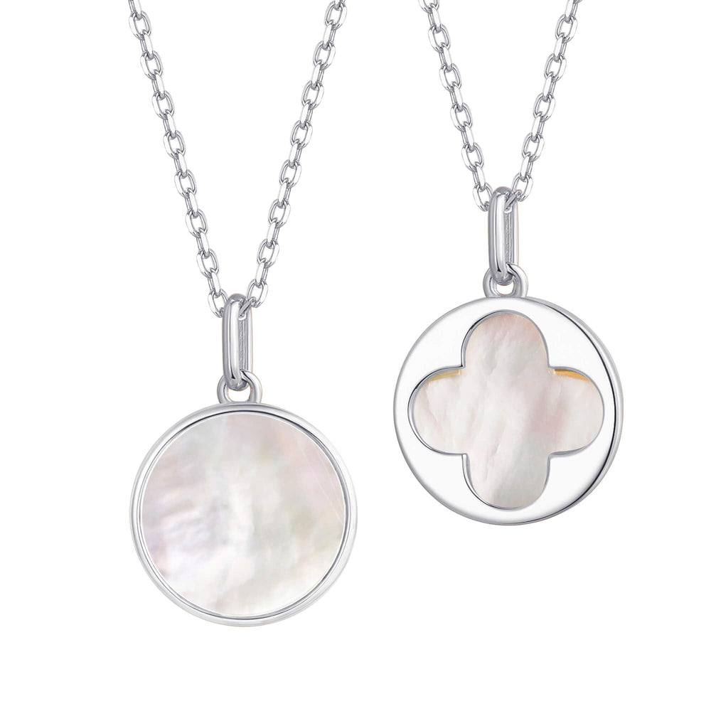 Mother of Pearl Round Pendant Necklace Large