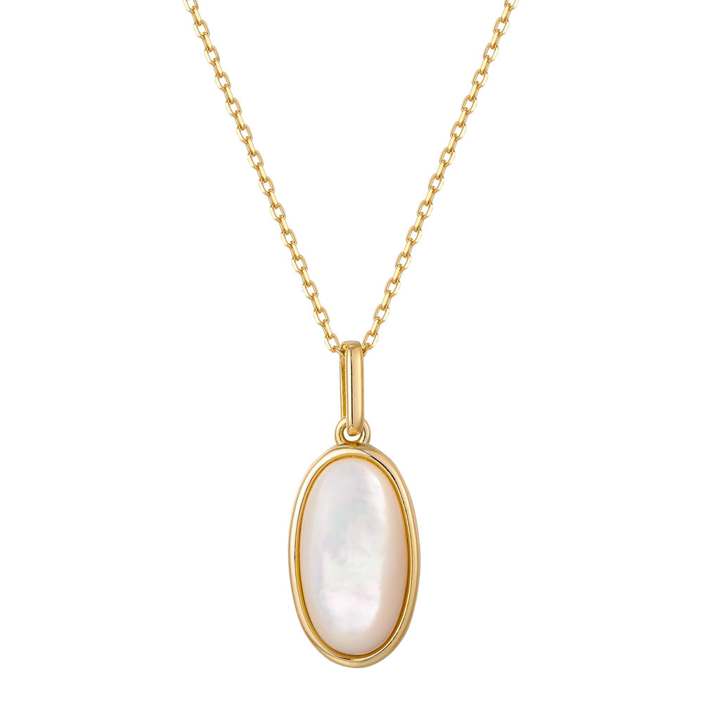 Mother of Pearl Oval Pendant Necklace