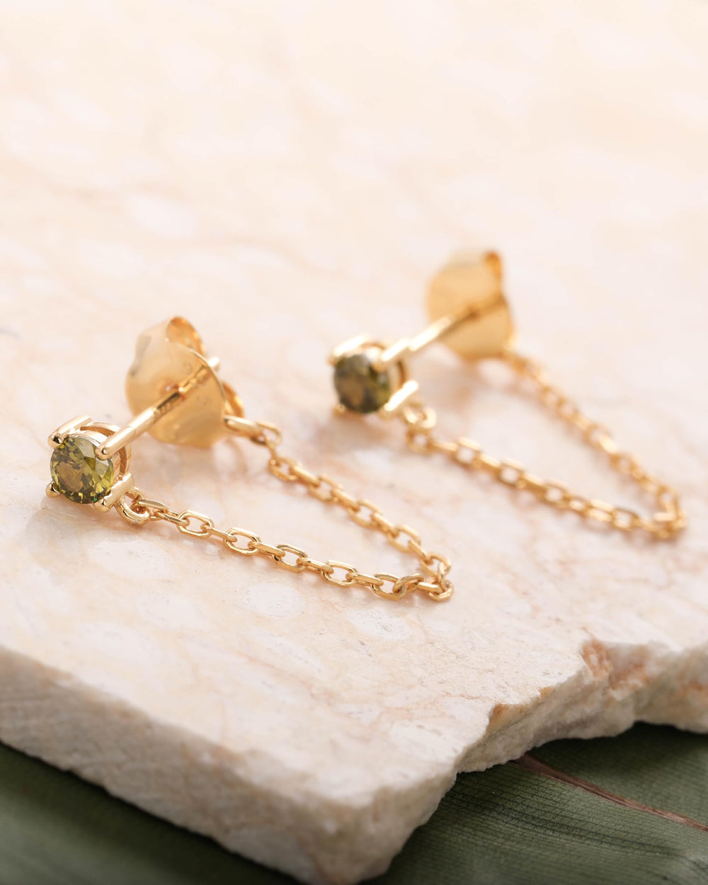 S.Leaf 925 Sterling Silver 18Karat Gold Plated Chain Earrings