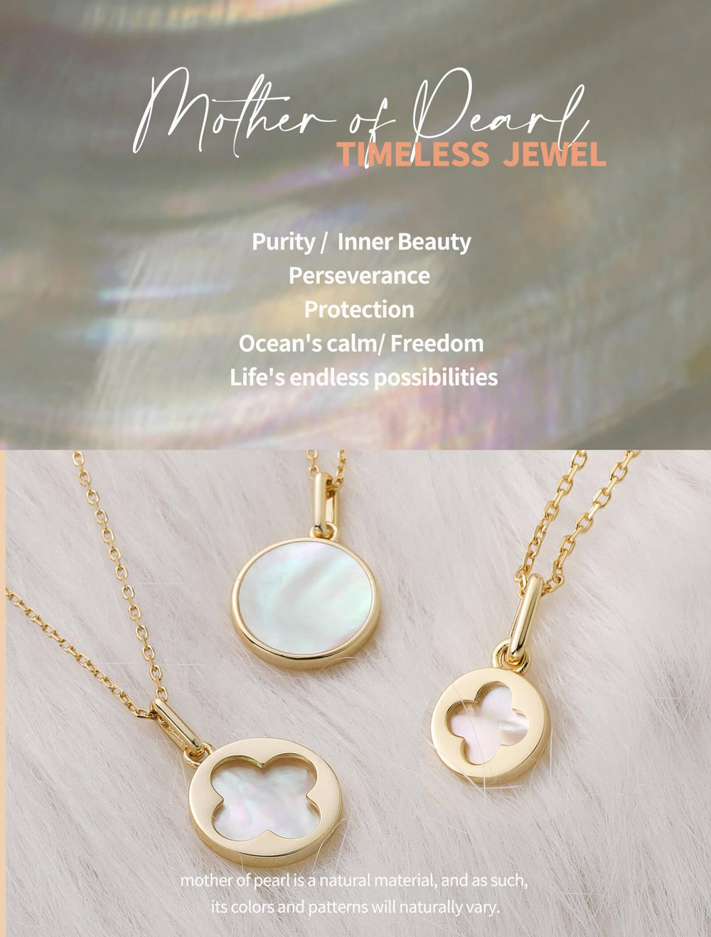 12mm Mother of Pearl Round Pendant Necklace