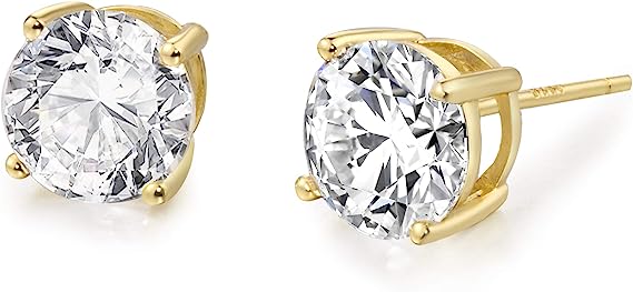 Gold Cubic Zirconia Stud Earrings