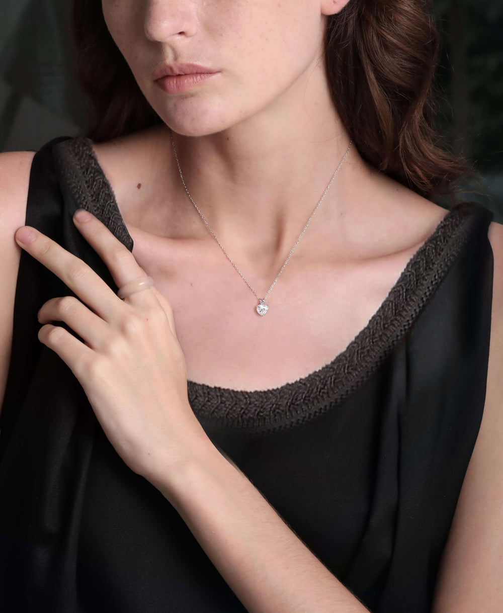 Dazzling Moissanite Necklace Forever Love Heart Necklaces