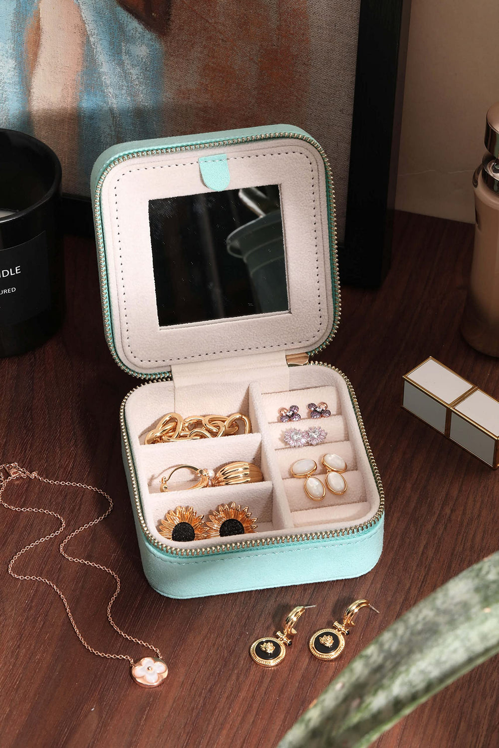 S.Leaf Travel Jewelry Organizer Boxes for Women Small Portable Boxes