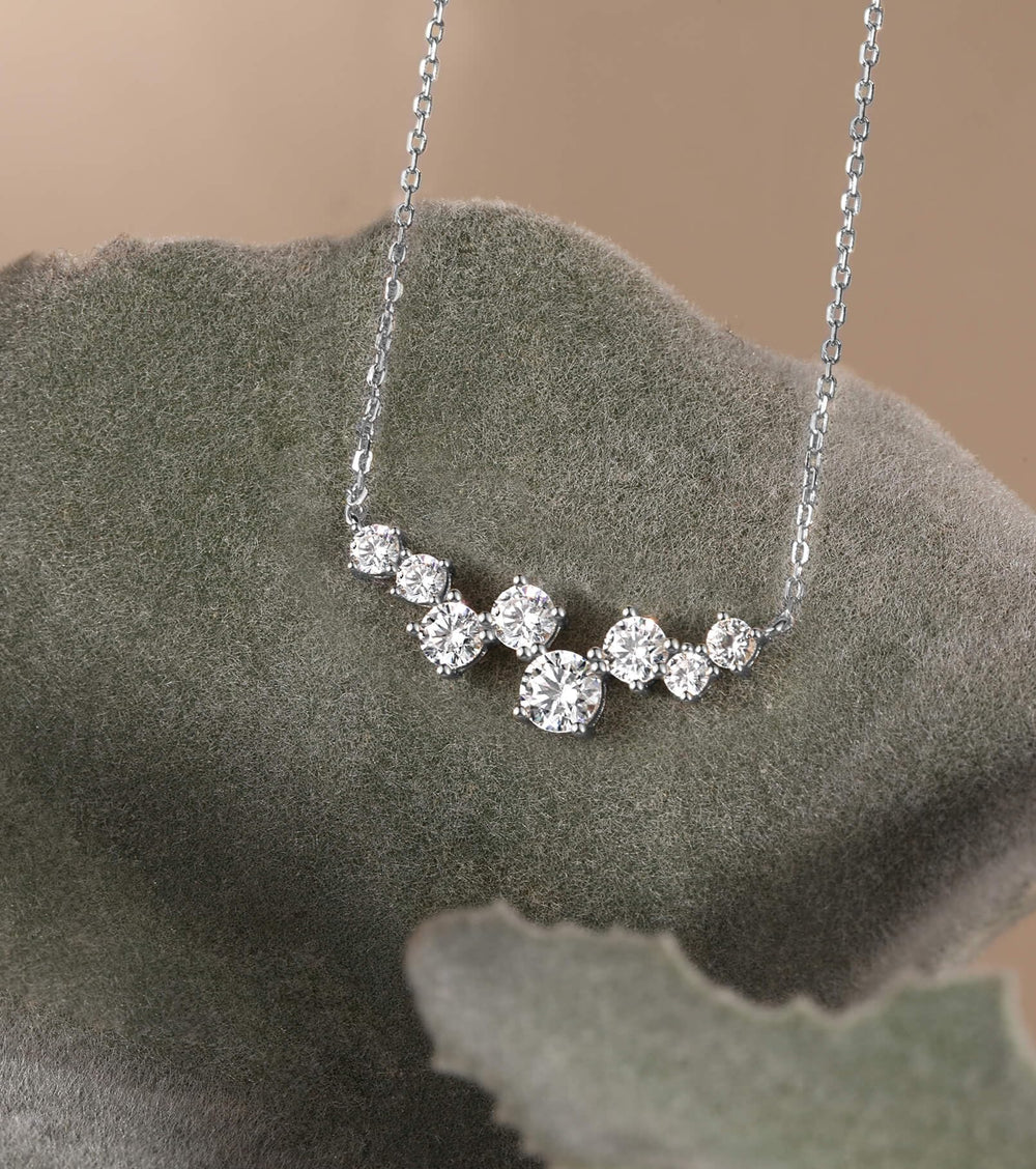 Smiling Curved Circular Cluster Diamond Pendant Necklace