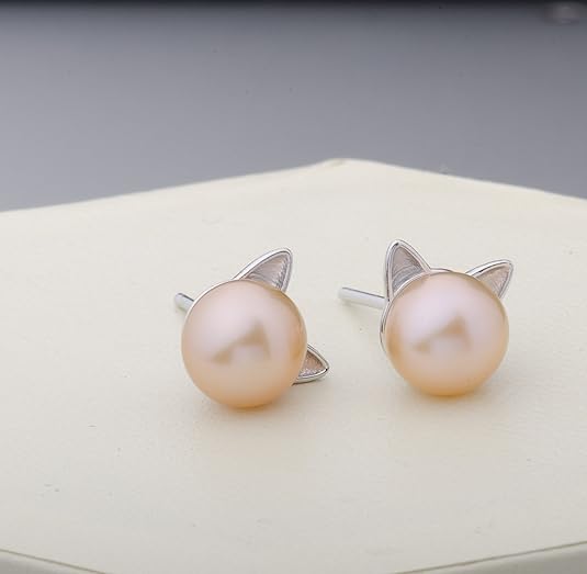 Cat Ear Pearl Stud Earrings