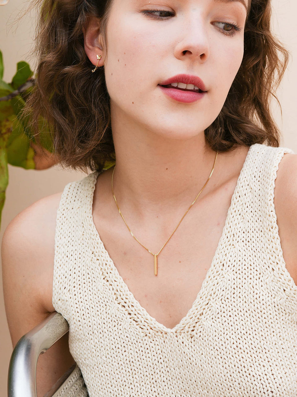 Sterling Silver Vertical Pendant Necklace