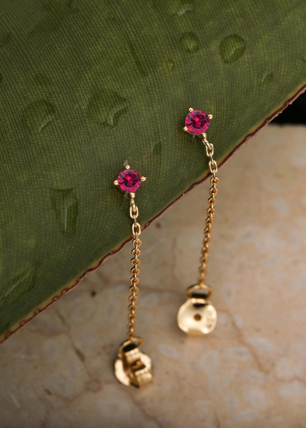 S.Leaf 925 Sterling Silver 18Karat Gold Plated Chain Earrings