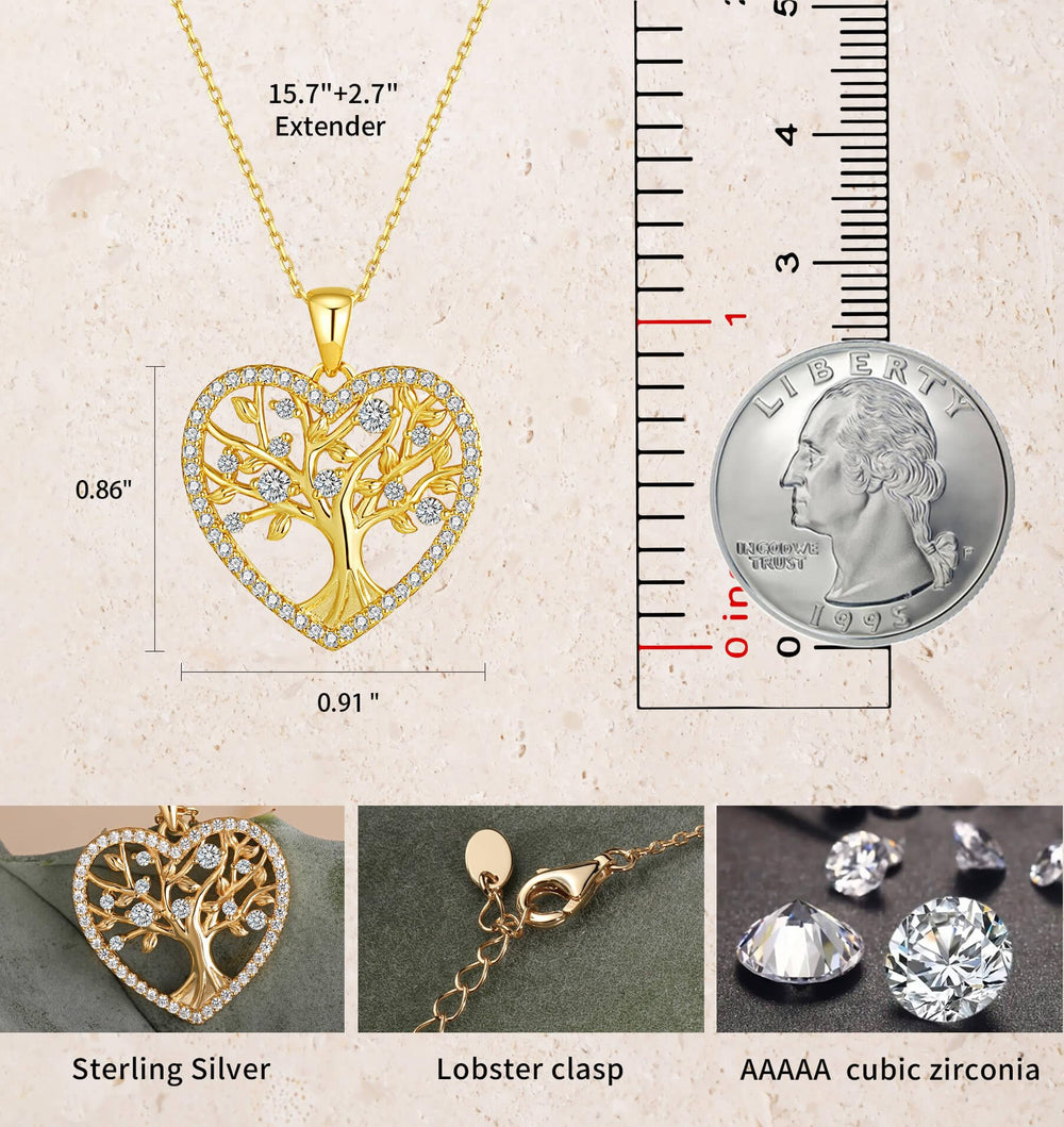 Love Heart Tree of Life Necklaces