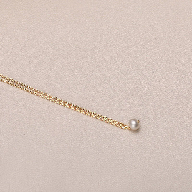 Gold Natural Mini Pearl Pendant Necklace