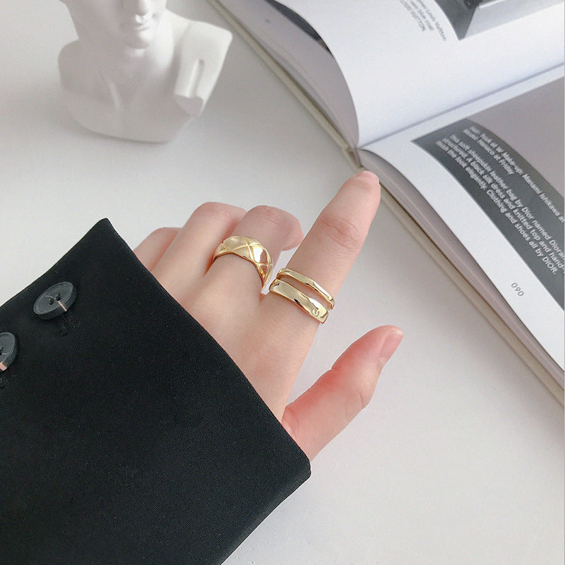 Miniamlist Layered Adjustable Ring gold