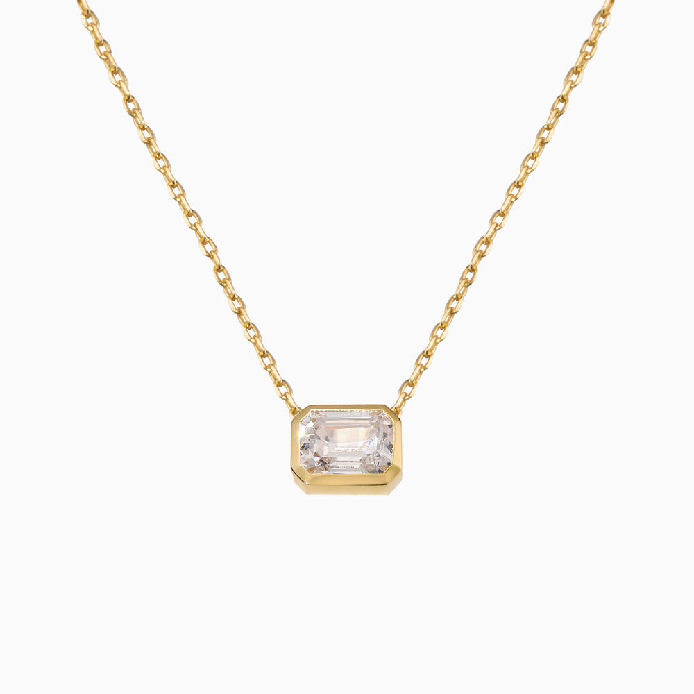 large rectangle cubic zirconia necklace gold