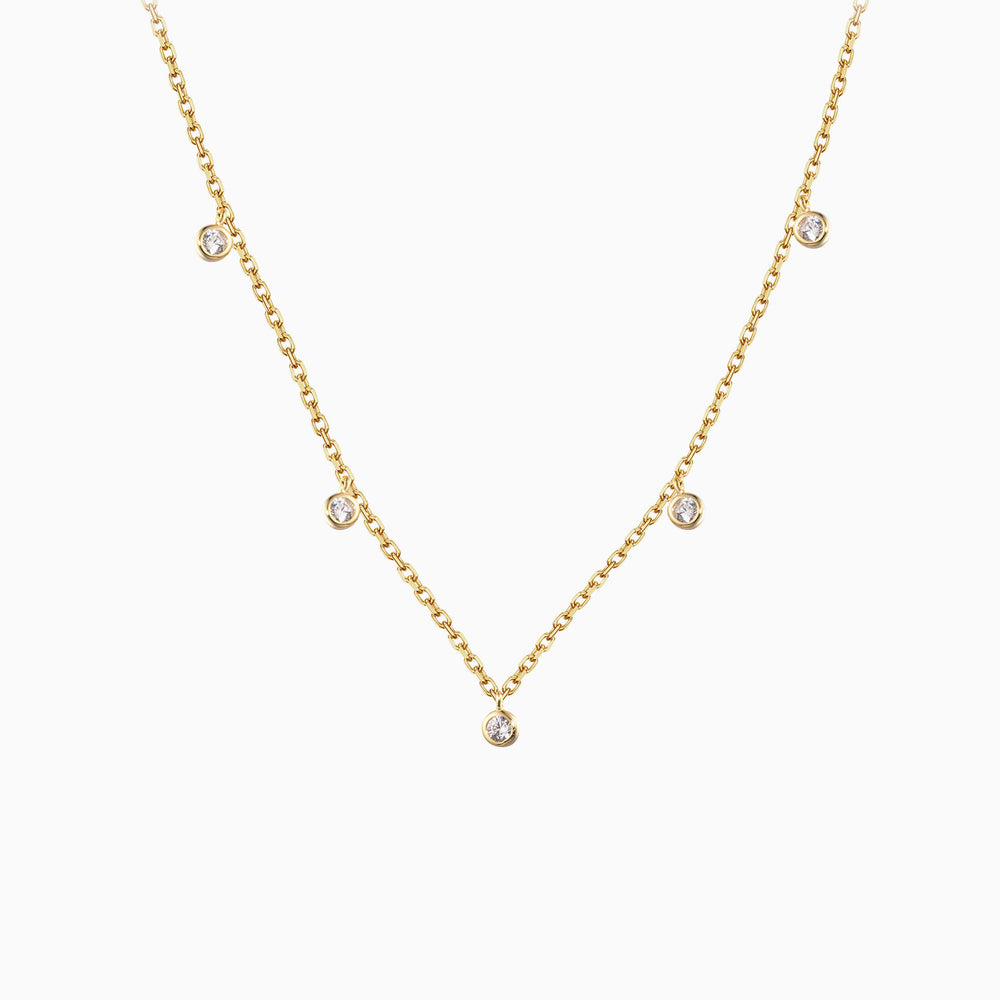Gold Cubic Zirconia Pendant Choker Necklace