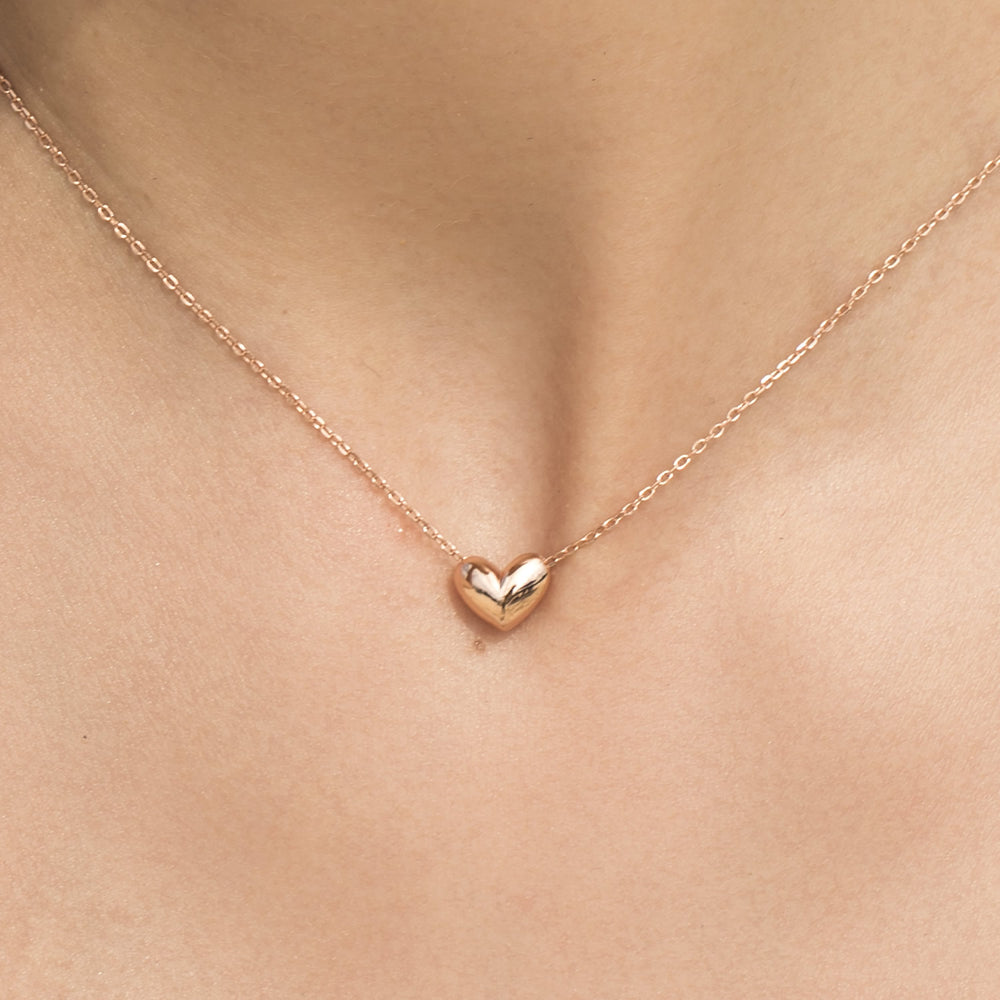tiny 3D Heart Necklace gold plated