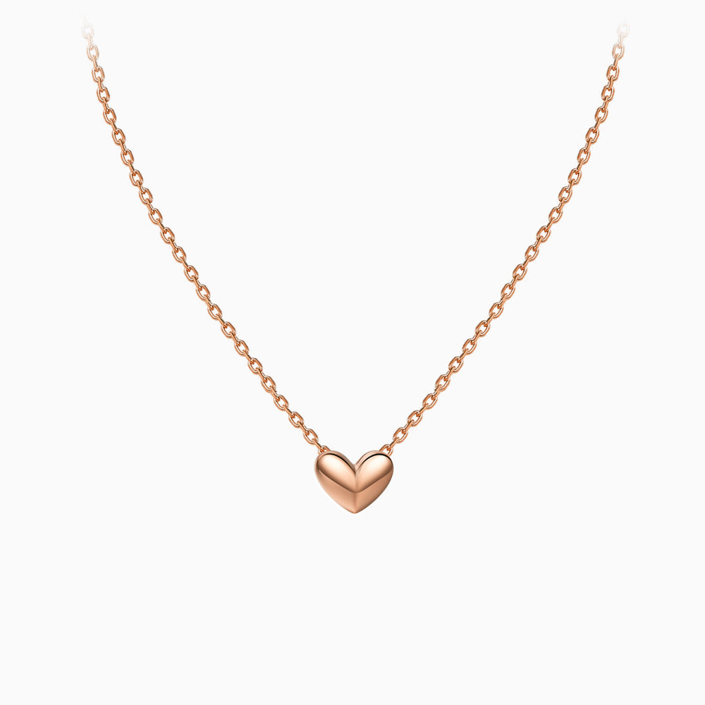 3D tiny Heart Necklace rose gold