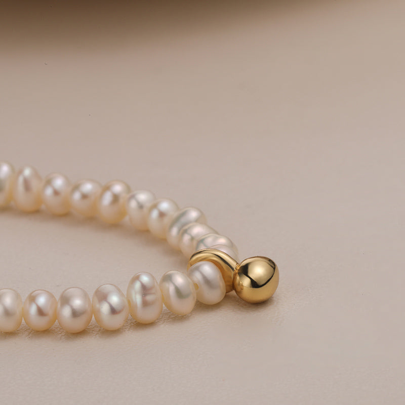 Tiny Baroque Pearl Ball Pendant Necklace Choker