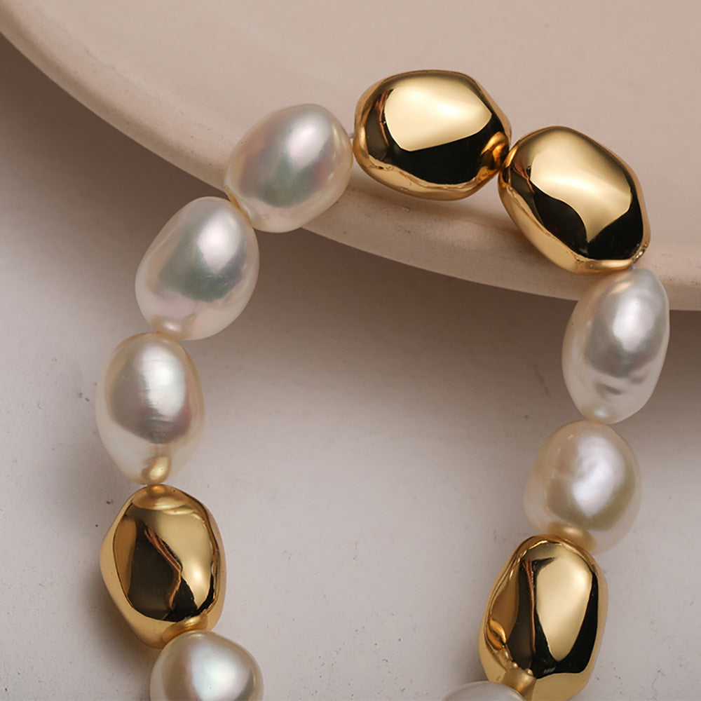 Gold Vintage Baroque Pearl Beaded Bracelet