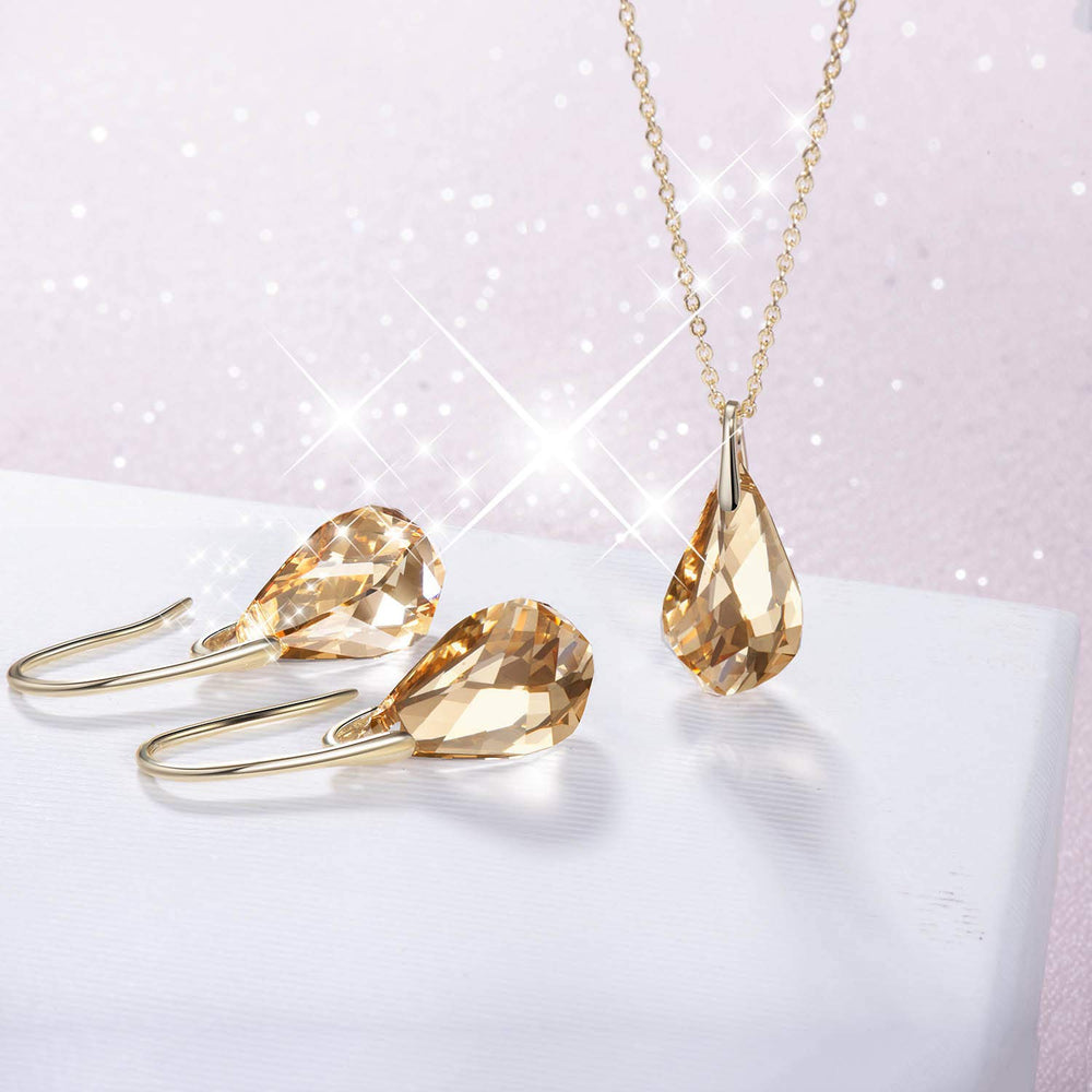 teardrop swarovski crystals necklaces gold
