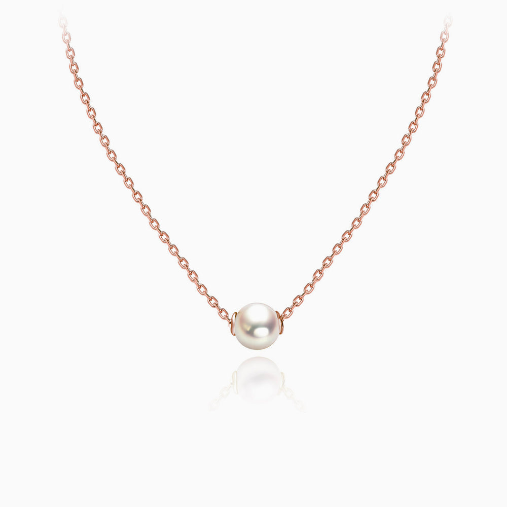 6mm white pearl necklace rose gold