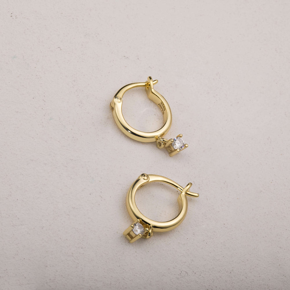 14k gold delicate CZ hoops earrings for women girls