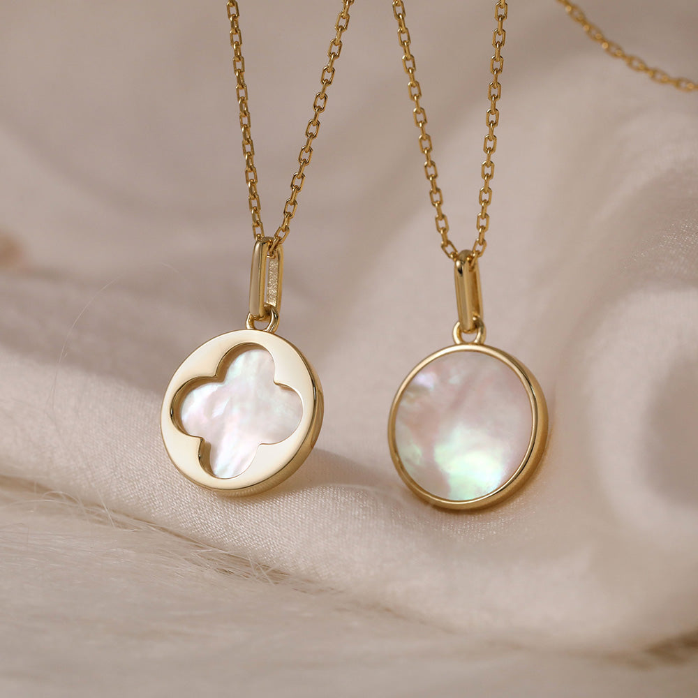 Mother of Pearl Round Pendant Necklace Large - Everyday Necklaces – S.Leaf