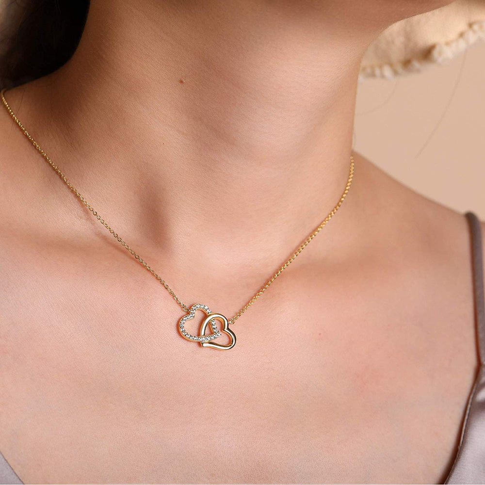 14K Two Tone Gold Solid Silver Irish Celtic Knot Heart Necklace