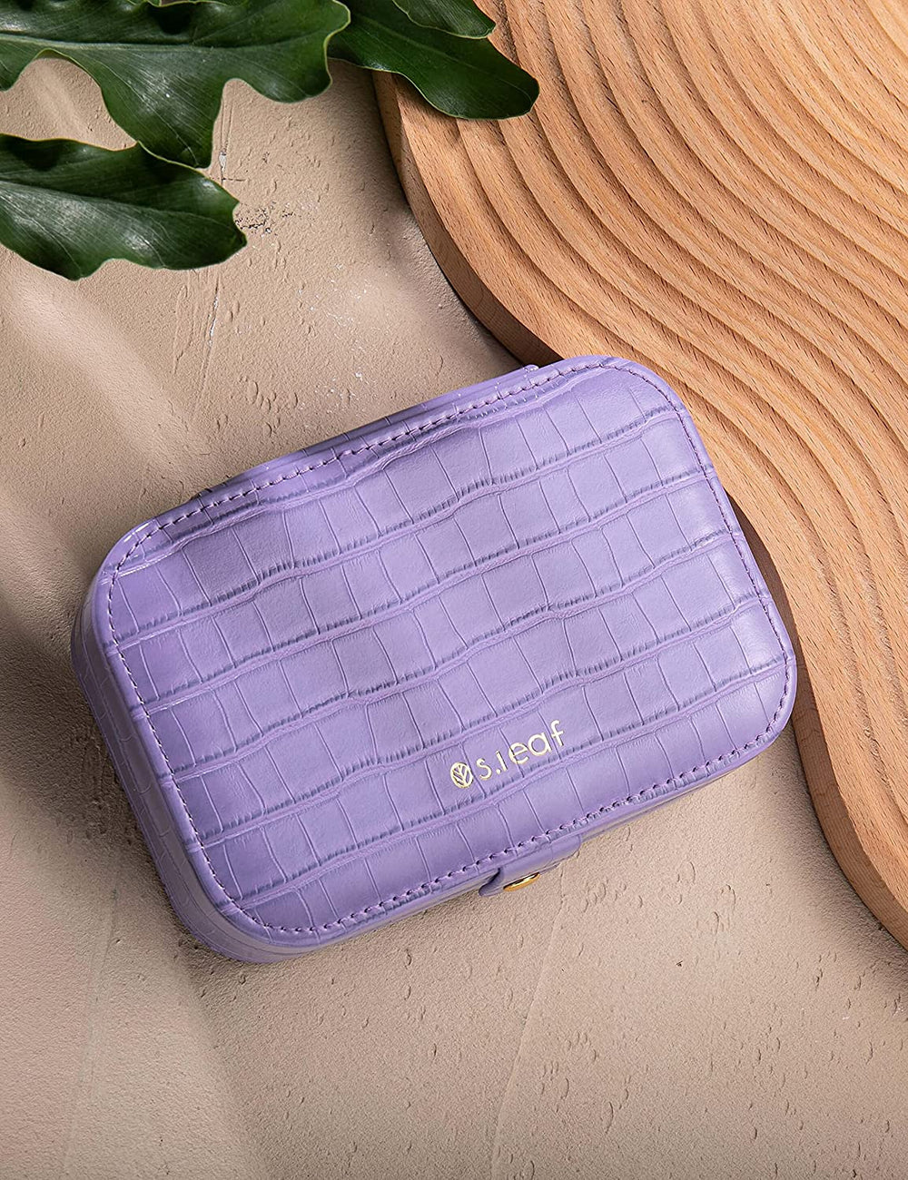 leather small jewelry case purple