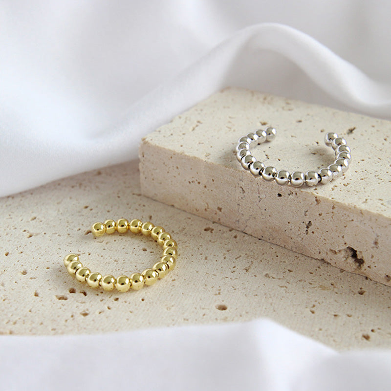 Delicate simple adjustable beaded ring