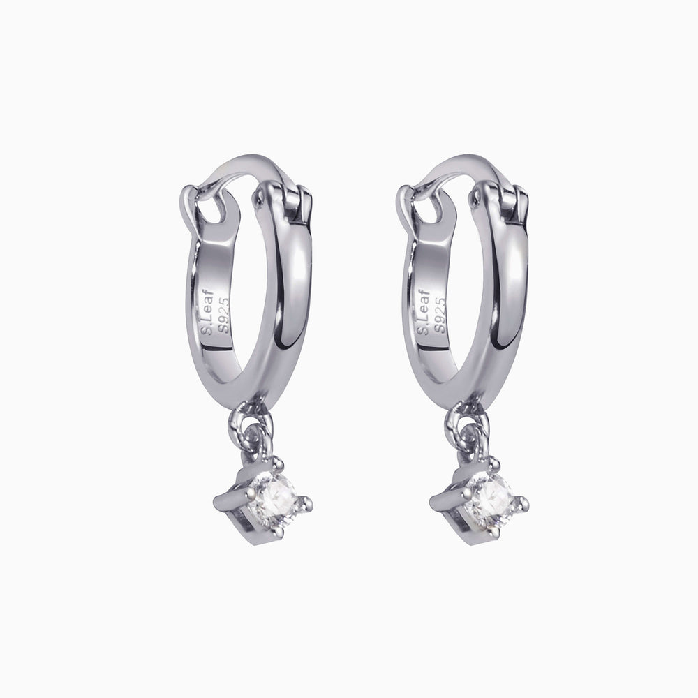 Cubic zirconia earrings hoops silver