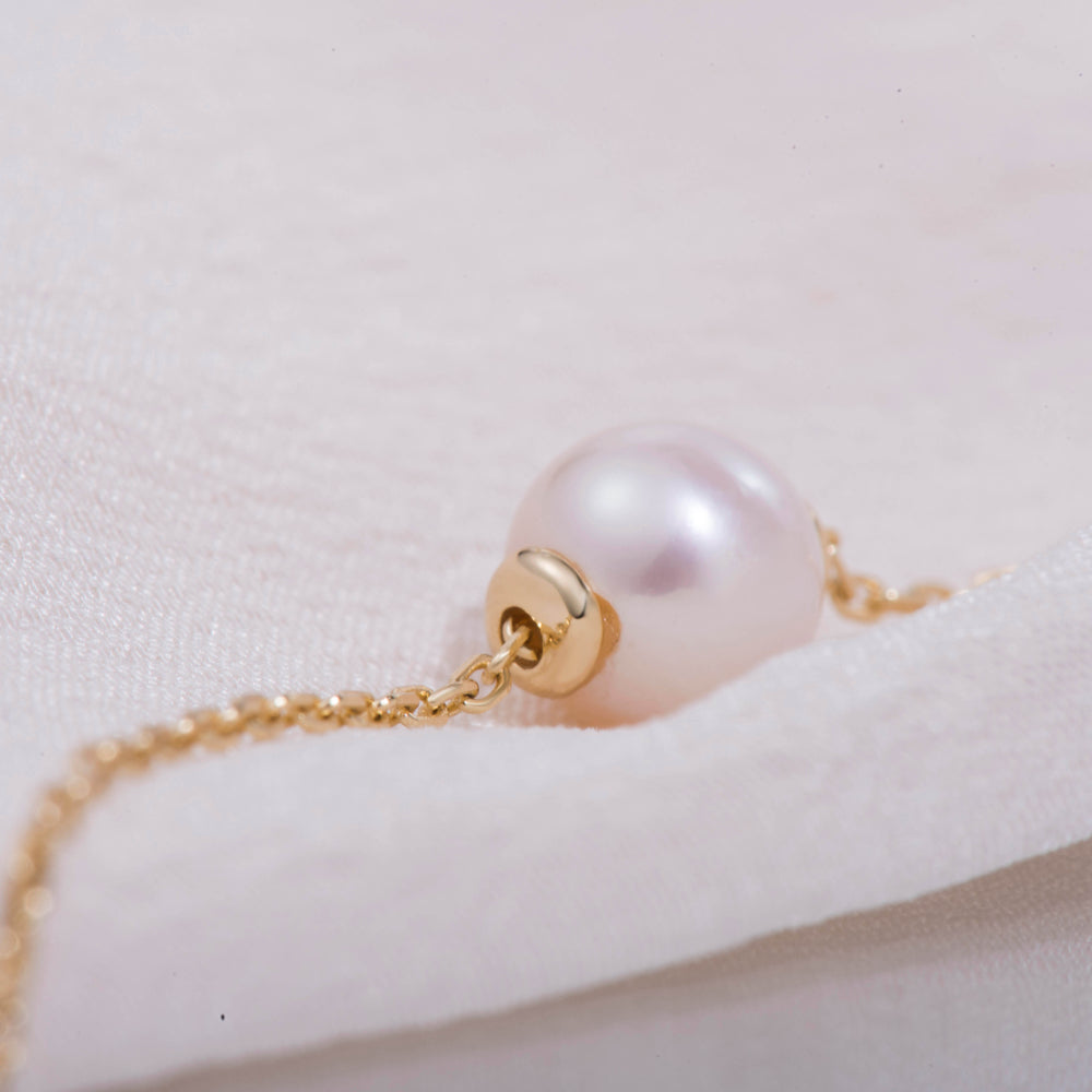 Single Round Pearl Necklace gold plated
