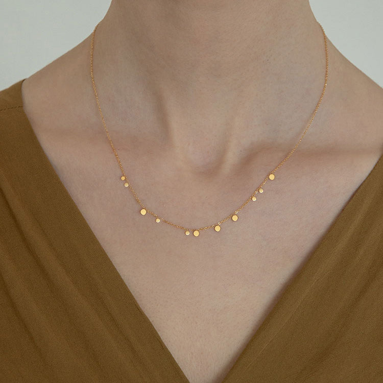 round glitter Clavicle Chain Choker necklace gold