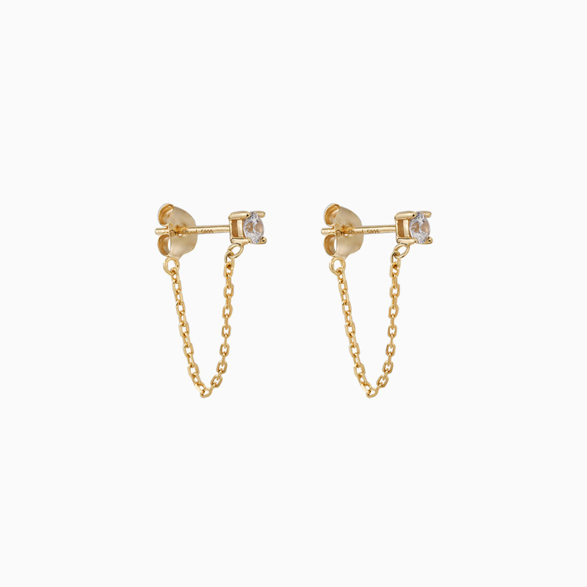 Cubic Zirconia Stud Chain Dangle Earrings -- Simple Dainty Everyday ...