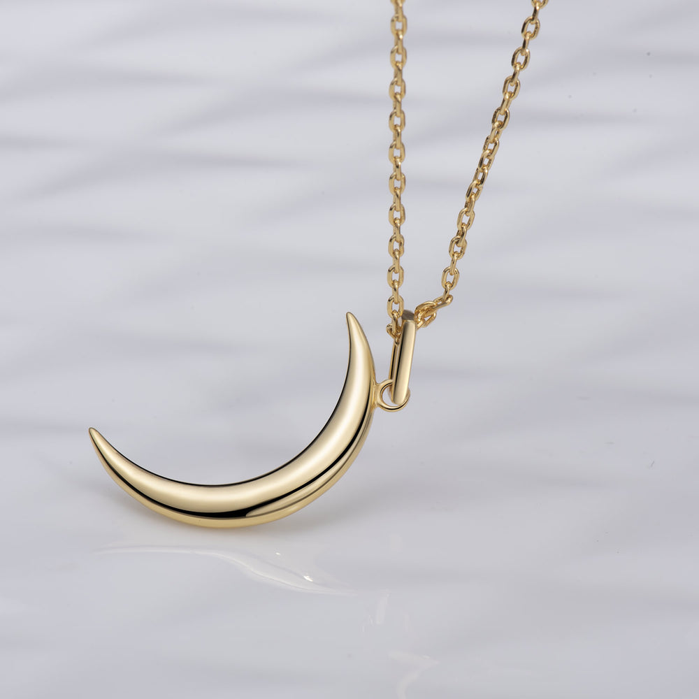 sterling silver gold high shine Crescent Moon Necklace