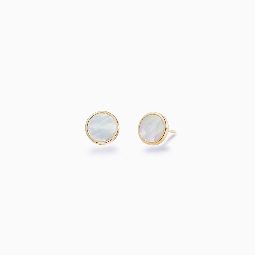 Mother of Pearl Round Stud Earrings