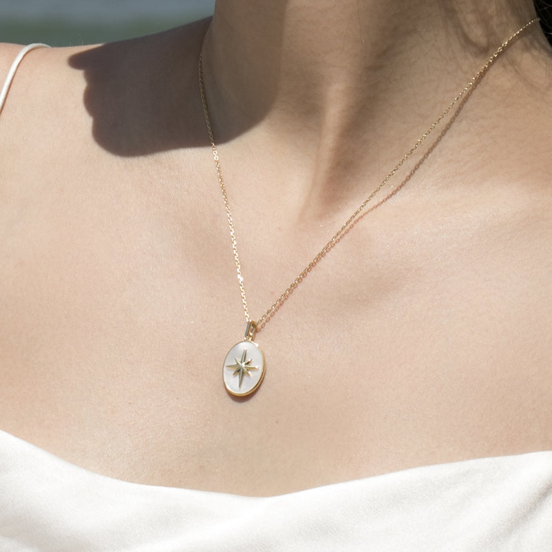 shell Star Signet Coin Necklace sterling silver gold plated